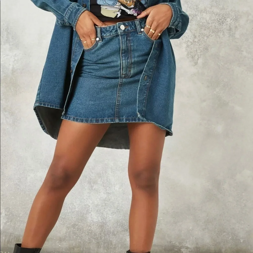 Missguided Denim Side Split Mini Skirt - 8